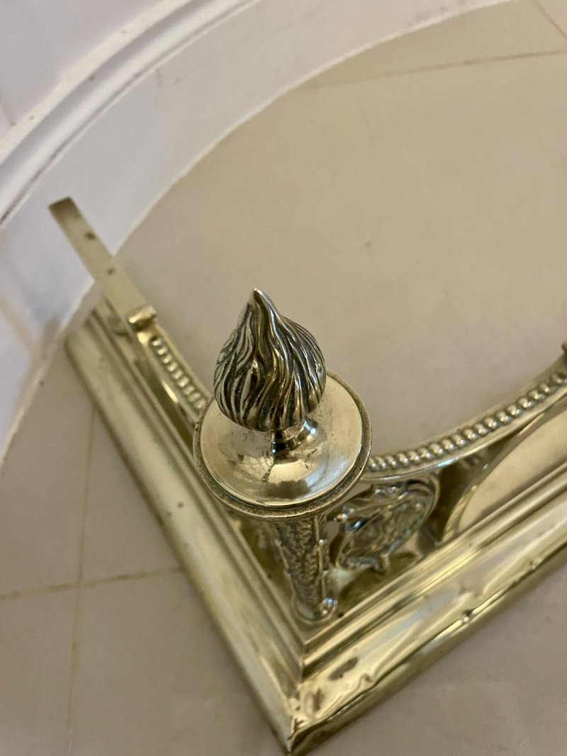 Antique Victorian Quality Ornate Brass Fender - Image 3